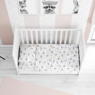 DIMcol ΠΑΠΛΩΜΑ ΕΜΠΡΙΜΕ bebe Elephant 174 120Χ160 Blue Cotton 100%