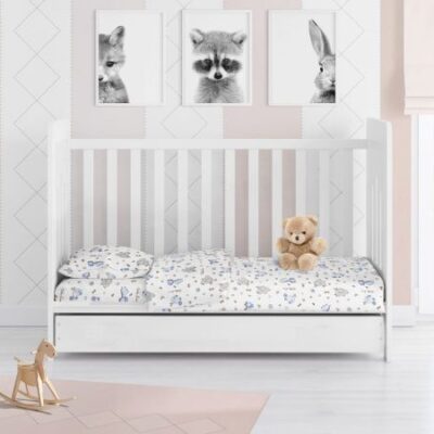 DIMcol ΠΑΠΛΩΜΑ ΕΜΠΡΙΜΕ bebe Elephant 174 120Χ160 Blue Cotton 100% - Image 2