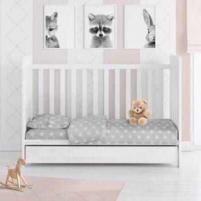DIMcol ΠΑΠΛΩΜΑ ΕΜΠΡΙΜΕ bebe Star 35 120Χ160 ΓΚΡΙ Cotton 100% - Image 2