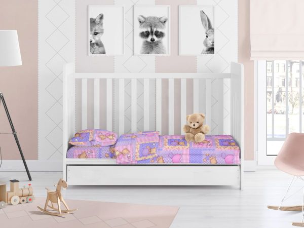 DIMcol ΠΑΠΛΩΜΑ ΕΜΠΡΙΜΕ bebe Baloon 75 120Χ160 Pink Flannel cotton 100% - Image 2