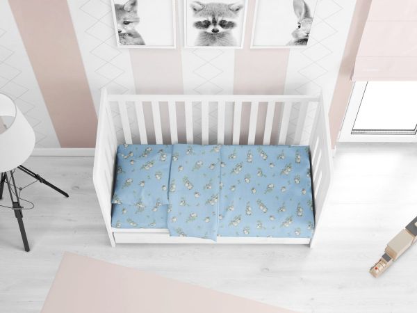 DIMcol ΠΑΠΛΩΜΑ ΕΜΠΡΙΜΕ bebe Birds 14 120Χ160 Sky blue Flannel cotton 100%