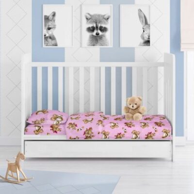 DIMcol ΠΑΠΛΩΜΑ ΕΜΠΡΙΜΕ bebe Little Brothers 148 120Χ160 Pink Flannel Cotton 100% - Image 2