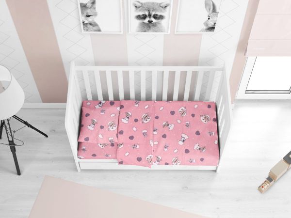DIMcol ΠΑΠΛΩΜΑ ΕΜΠΡΙΜΕ bebe Προβατάκι 05 120Χ160 Pink Flannel cotton 100%