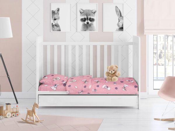 DIMcol ΠΑΠΛΩΜΑ ΕΜΠΡΙΜΕ bebe Προβατάκι 05 120Χ160 Pink Flannel cotton 100% - Image 2