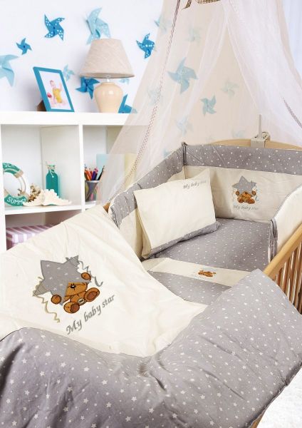 DIMcol ΠΑΠΛΩΜΑ bebe ΑΣΤΕΡΙ 129 100Χ140 ΕΚΡΟΥ/ΓΚΡΙ Cotton 100%