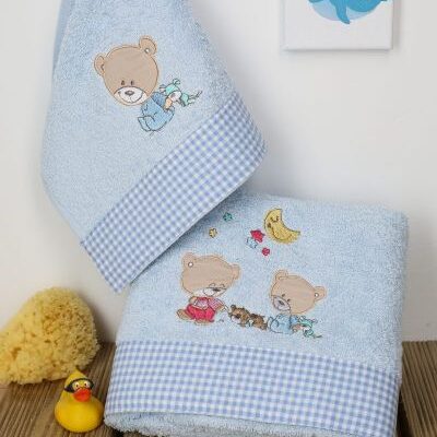 DIMcol ΠΕΤΣΕΤΑ ΣΕΤ 2 τεμ bebe HAPPY BEARS 19 30X50,70X140 ΣΙΕΛ Cotton 100%