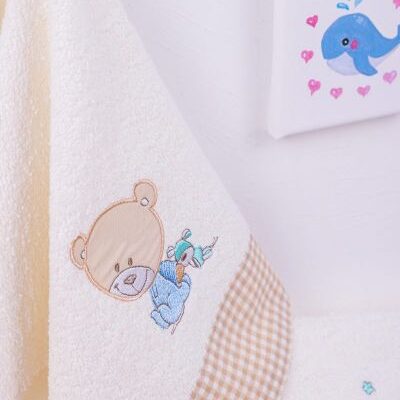 DIMcol ΠΕΤΣΕΤΑ ΣΕΤ 2 τεμ bebe HAPPY BEARS 22 30X50,70X140 ΕΚΡΟΥ/ΜΠΕΖ Cotton 100% - Image 2