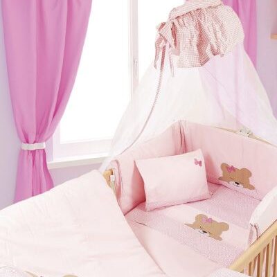 DIMcol ΠΡΟΙΚΑ ΜΩΡΟΥ 7 τεμ bebe SLEEPING BEARS CUB 14  ΡΟΖ Cotton 100%