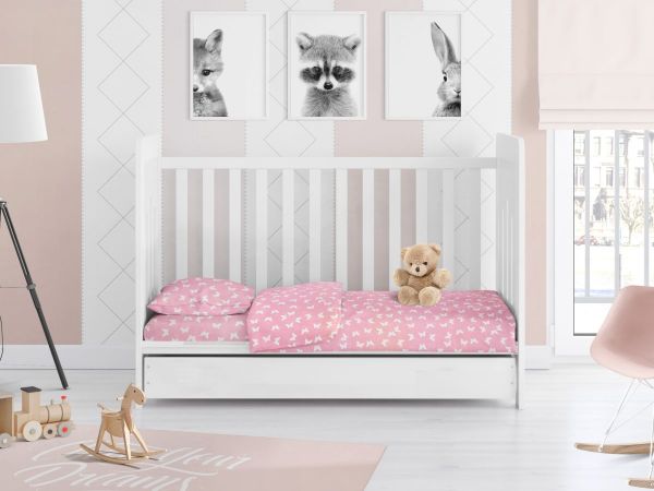 DIMcol ΣΕΝΤΟΝΙΑ ΕΜΠΡΙΜΕ ΣΕΤ 3 τεμ bebe Butterfly 50 120Χ160 Pink Cotton 100% - Image 2