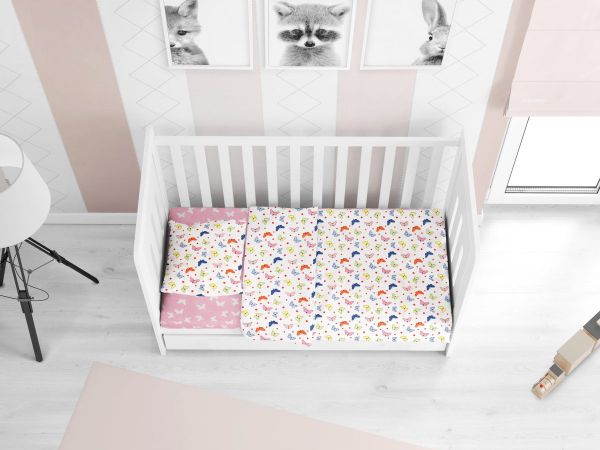 DIMcol ΣΕΝΤΟΝΙΑ ΕΜΠΡΙΜΕ ΣΕΤ 3 τεμ bebe Butterfly 52 120Χ160 Multi Pink Cotton 100%