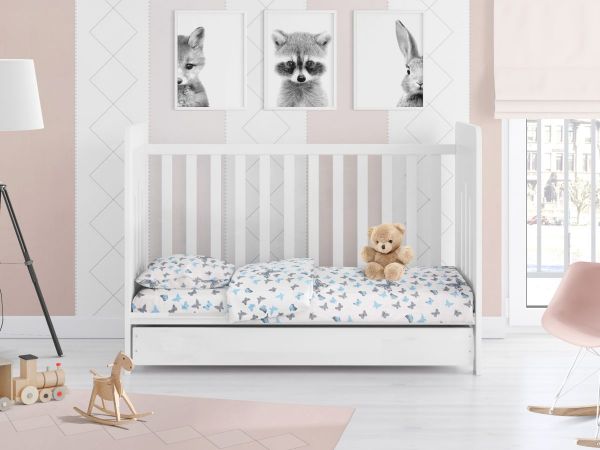 DIMcol ΣΕΝΤΟΝΙΑ ΕΜΠΡΙΜΕ ΣΕΤ 3 τεμ bebe Butterfly 56 120Χ160 Sky blue Cotton 100% - Image 2