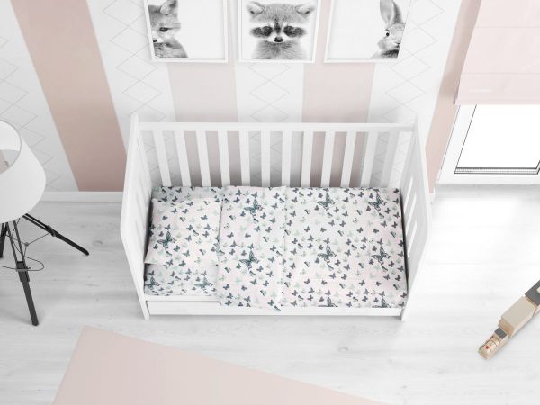 DIMcol ΣΕΝΤΟΝΙΑ ΕΜΠΡΙΜΕ ΣΕΤ 3 τεμ bebe Butterfly 57 120Χ160 Green Cotton 100%