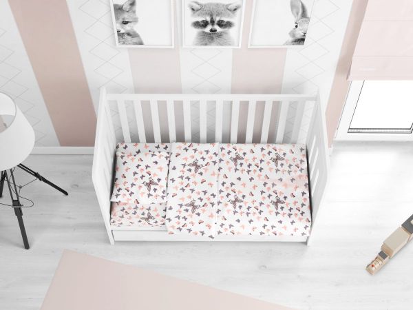 DIMcol ΣΕΝΤΟΝΙΑ ΕΜΠΡΙΜΕ ΣΕΤ 3 τεμ bebe Butterfly 61 120Χ160 Coral Cotton 100%
