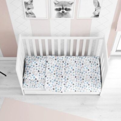 DIMcol ΣΕΝΤΟΝΙΑ ΕΜΠΡΙΜΕ ΣΕΤ 3 τεμ bebe Hearts 08 120Χ160 Blue Cotton 100%