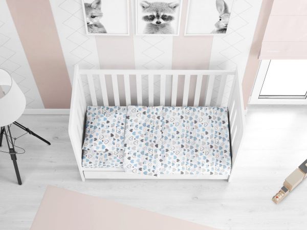 DIMcol ΣΕΝΤΟΝΙΑ ΕΜΠΡΙΜΕ ΣΕΤ 3 τεμ bebe Hearts 08 120Χ160 Blue Cotton 100%