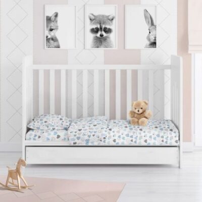 DIMcol ΣΕΝΤΟΝΙΑ ΕΜΠΡΙΜΕ ΣΕΤ 3 τεμ bebe Hearts 08 120Χ160 Blue Cotton 100% - Image 2