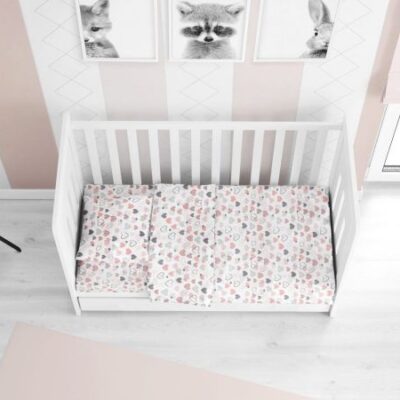DIMcol ΣΕΝΤΟΝΙΑ ΕΜΠΡΙΜΕ ΣΕΤ 3 τεμ bebe Hearts 09 120Χ160 Coral Cotton 100%