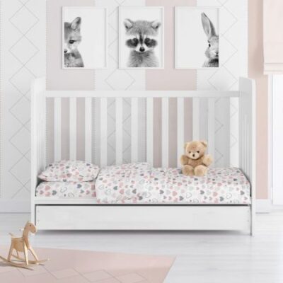 DIMcol ΣΕΝΤΟΝΙΑ ΕΜΠΡΙΜΕ ΣΕΤ 3 τεμ bebe Hearts 09 120Χ160 Coral Cotton 100% - Image 2