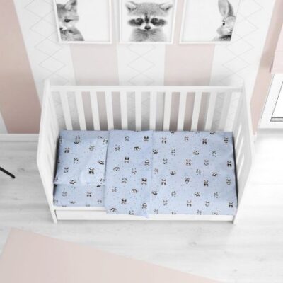 DIMcol ΣΕΝΤΟΝΙΑ ΕΜΠΡΙΜΕ ΣΕΤ 3 τεμ bebe PANDA 110 120Χ160 Sky blue Cotton 100%