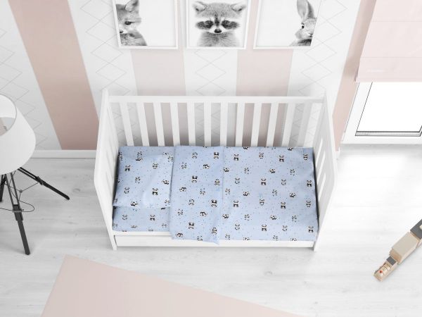 DIMcol ΣΕΝΤΟΝΙΑ ΕΜΠΡΙΜΕ ΣΕΤ 3 τεμ bebe PANDA 110 120Χ160 Sky blue Cotton 100%