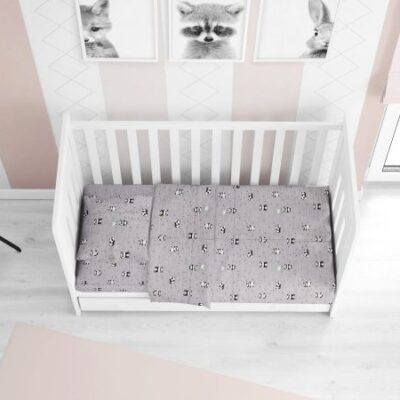 DIMcol ΣΕΝΤΟΝΙΑ ΕΜΠΡΙΜΕ ΣΕΤ 3 τεμ bebe PANDA 112 120Χ160 Grey-Green Cotton 100%