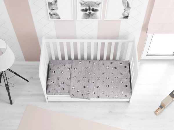 DIMcol ΣΕΝΤΟΝΙΑ ΕΜΠΡΙΜΕ ΣΕΤ 3 τεμ bebe PANDA 112 120Χ160 Grey-Green Cotton 100%