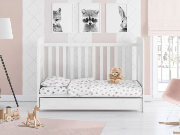 DIMcol ΣΕΝΤΟΝΙΑ ΕΜΠΡΙΜΕ ΣΕΤ 3 τεμ bebe Star 101 120Χ160 Green Cotton 100% - Image 2
