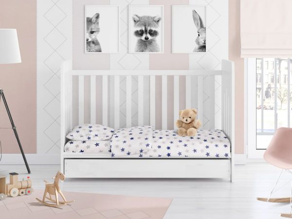 DIMcol ΣΕΝΤΟΝΙΑ ΕΜΠΡΙΜΕ ΣΕΤ 3 τεμ bebe Star 102 120Χ160 Blue Cotton 100% - Image 2