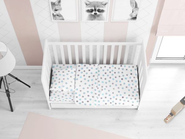 DIMcol ΣΕΝΤΟΝΙΑ ΕΜΠΡΙΜΕ ΣΕΤ 3 τεμ bebe Star 104 120Χ160 Sky blue Cotton 100%