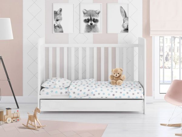 DIMcol ΣΕΝΤΟΝΙΑ ΕΜΠΡΙΜΕ ΣΕΤ 3 τεμ bebe Star 104 120Χ160 Sky blue Cotton 100% - Image 2