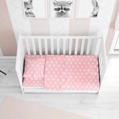 DIMcol ΣΕΝΤΟΝΙΑ ΕΜΠΡΙΜΕ ΣΕΤ 3 τεμ bebe Star 32 120Χ160 ΡΟΖ Cotton 100%
