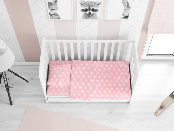 DIMcol ΣΕΝΤΟΝΙΑ ΕΜΠΡΙΜΕ ΣΕΤ 3 τεμ bebe Star 32 120Χ160 ΡΟΖ Cotton 100%