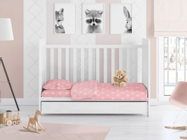 DIMcol ΣΕΝΤΟΝΙΑ ΕΜΠΡΙΜΕ ΣΕΤ 3 τεμ bebe Star 32 120Χ160 ΡΟΖ Cotton 100% - Image 2