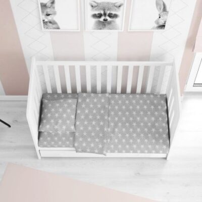 DIMcol ΣΕΝΤΟΝΙΑ ΕΜΠΡΙΜΕ ΣΕΤ 3 τεμ bebe Star 35 120Χ160 ΓΚΡΙ Cotton 100%
