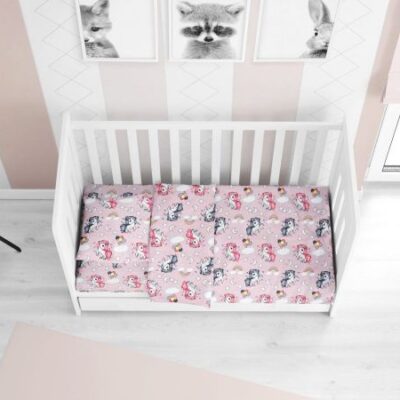 DIMcol ΣΕΝΤΟΝΙΑ ΕΜΠΡΙΜΕ ΣΕΤ 3 τεμ bebe UNICORN 107 120Χ160 Lila Cotton 100%