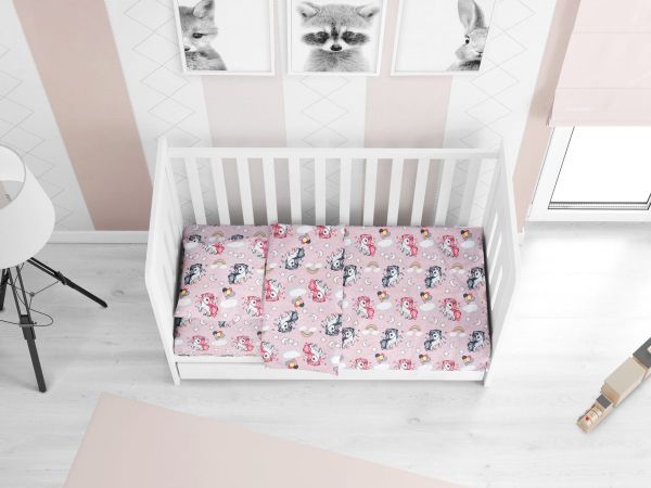 DIMcol ΣΕΝΤΟΝΙΑ ΕΜΠΡΙΜΕ ΣΕΤ 3 τεμ bebe UNICORN 107 120Χ160 Lila Cotton 100%