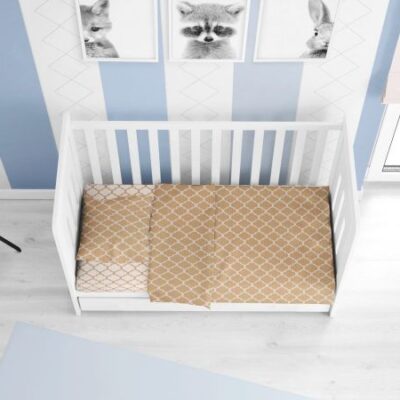 DIMcol ΣΕΝΤΟΝΙΑ ΕΜΠΡΙΜΕ ΣΕΤ 3 τεμ bebe Windows Multi 152 120Χ160 White-Beige Cotton 100%