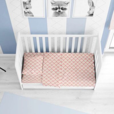 DIMcol ΣΕΝΤΟΝΙΑ ΕΜΠΡΙΜΕ ΣΕΤ 3 τεμ bebe Windows 161 120Χ160 White-Coral Cotton 100%