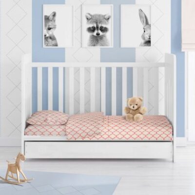 DIMcol ΣΕΝΤΟΝΙΑ ΕΜΠΡΙΜΕ ΣΕΤ 3 τεμ bebe Windows 161 120Χ160 White-Coral Cotton 100% - Image 2