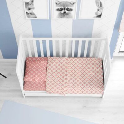 DIMcol ΣΕΝΤΟΝΙΑ ΕΜΠΡΙΜΕ ΣΕΤ 3 τεμ bebe Windows Multi 162 120Χ160 White-Coral Cotton 100% - Image 2