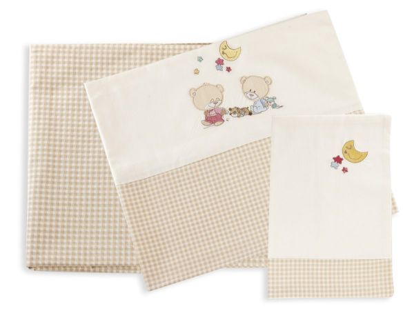 DIMcol ΣΕΝΤΟΝΙΑ ΣΕΤ 3 τεμ bebe HAPPY BEARS 22 120Χ170 ΕΚΡΟΥ/ΜΠΕΖ Cotton 100%