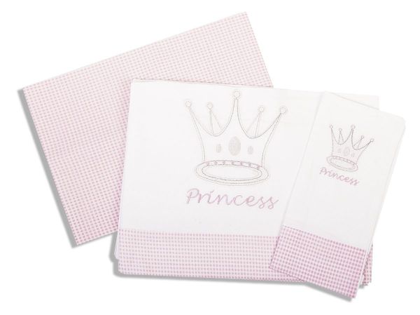 DIMcol ΣΕΝΤΟΝΙΑ ΣΕΤ 3 τεμ bebe PRINCESS 33 120Χ170 ΛΕΥΚΟ/ΡΟΖ Cotton 100%
