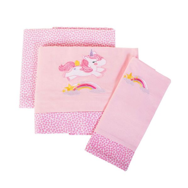 DIMcol ΣΕΝΤΟΝΙΑ ΣΕΤ 3 τεμ bebe UNICORN 41 120Χ170 ΡΟΖ Cotton 100%