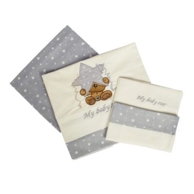 DIMcol ΣΕΝΤΟΝΙΑ ΣΕΤ 3 τεμ bebe ΑΣΤΕΡΙ 129 120Χ170 ΕΚΡΟΥ/ΓΚΡΙ Cotton 100%