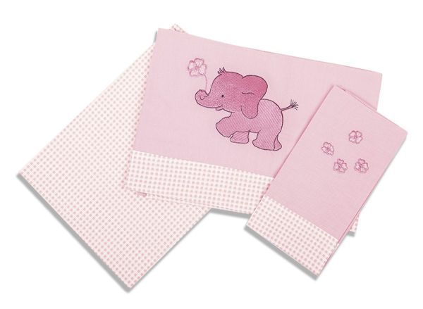 DIMcol ΣΕΝΤΟΝΙΑ ΣΕΤ 3 τεμ bebe ΕΛΕΦΑΝΤΑΚΙ 15 120Χ170 ΡΟΖ Cotton 100%