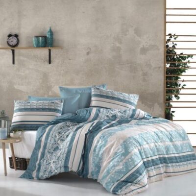 DIMcol ΠΑΠΛΩΜΑ ΕΜΠΡΙΜΕ Ανδρομάχη 316 220Χ240 Turquoise Cott/Pol 70/30