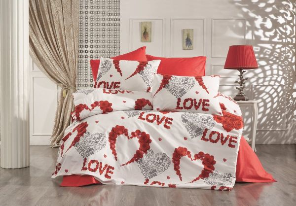 DIMcol ΠΑΠΛΩΜΑΤΟΘΗΚΗ ΕΜΠΡΙΜΕ Πάθος 303 220Χ240 White-Red Cott/Pol 70/30