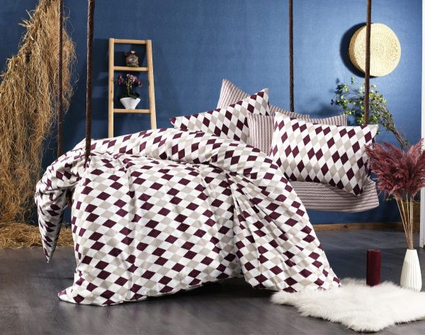 DIMcol ΠΑΠΛΩΜΑΤΟΘΗΚΗ ΕΜΠΡΙΜΕ  Diamond 326 160Χ240 Burgundy Flannel cotton 100%
