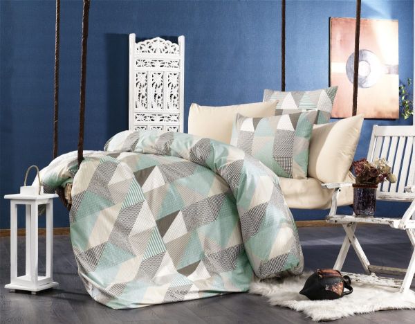 DIMcol ΠΑΠΛΩΜΑΤΟΘΗΚΗ ΕΜΠΡΙΜΕ Geometrical 330 220Χ240 Green-Beige Flannel cotton 100%