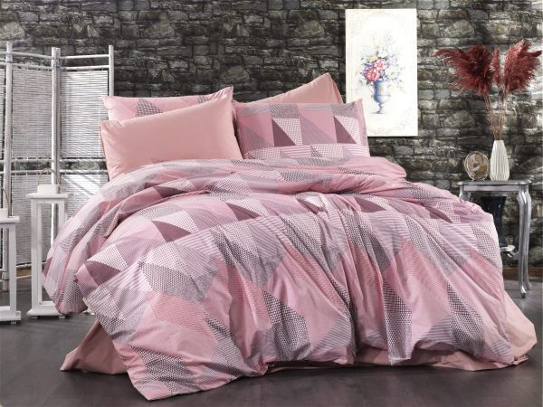 DIMcol ΠΑΠΛΩΜΑΤΟΘΗΚΗ ΕΜΠΡΙΜΕ Geometrical 331 220Χ240 Pink-Salmon Flannel cotton 100%